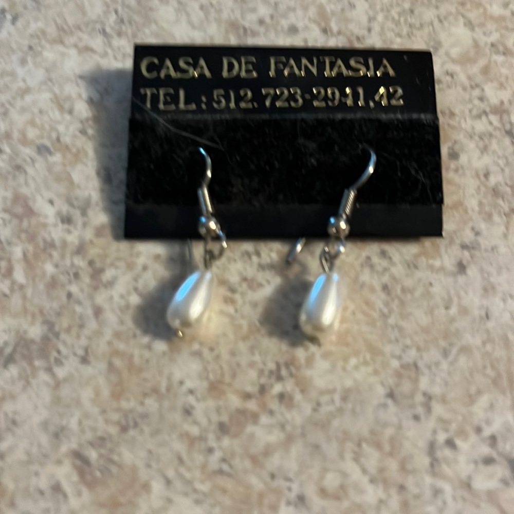 Faux pearl drop earrings